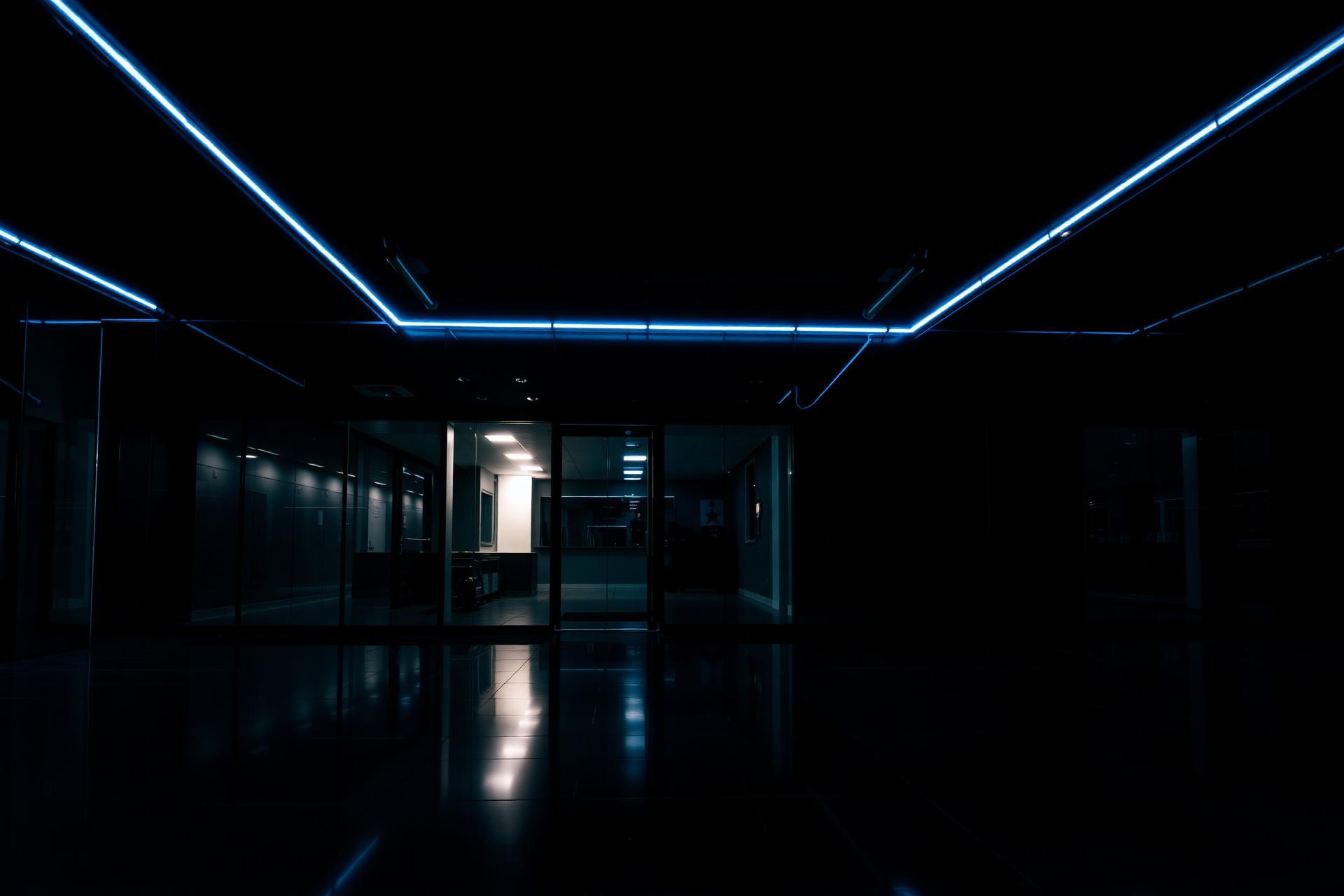 Lobby d'entreprise impeccablement propre, ambiance nettoyage professionnel